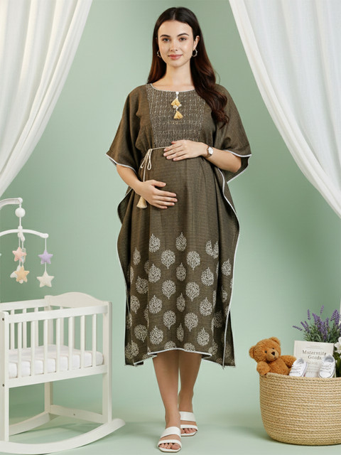 DUMMY SHAPE Floral Printed Maternity Kaftan Dress