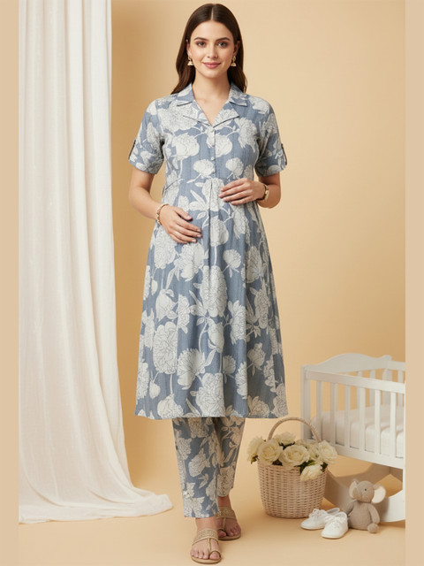 DUMMY SHAPE Women Floral Printed Empire Kurta with Trousers
