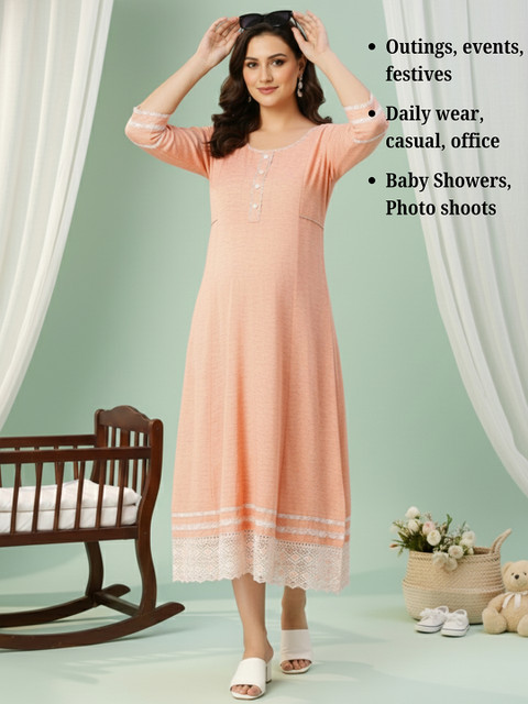 DUMMY SHAPE Thread Work Maternity Cotton Anarkali Kurta - Image 6