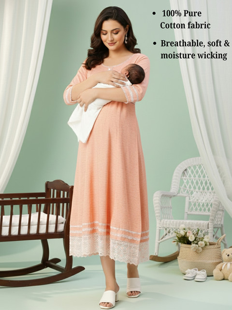 DUMMY SHAPE Thread Work Maternity Cotton Anarkali Kurta - Image 2