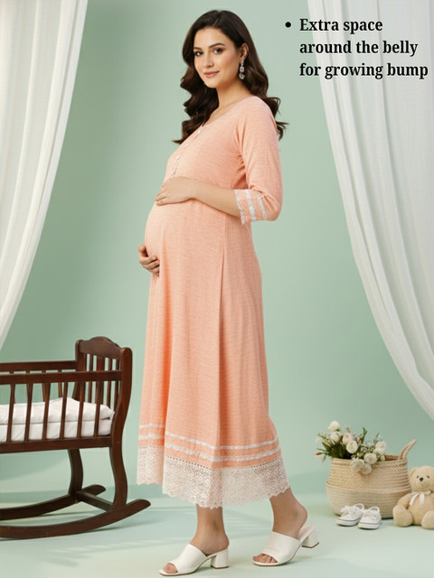 DUMMY SHAPE Thread Work Maternity Cotton Anarkali Kurta - Image 4