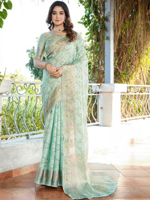 ELITE WEAVES Woven Design Zari Organza Patola Saree