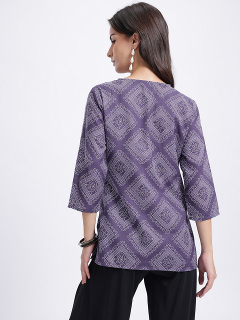 Anouk Rustic Bandhani Print Short Kurti - Image 5