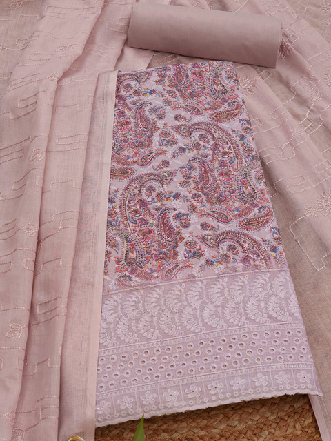 Soch Paisley Printed Thread Work Unstitched Dress Material