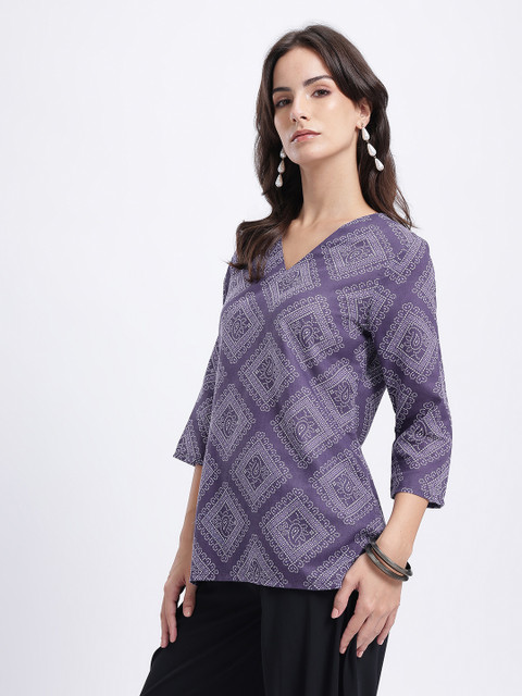 Anouk Rustic Bandhani Print Short Kurti - Image 4