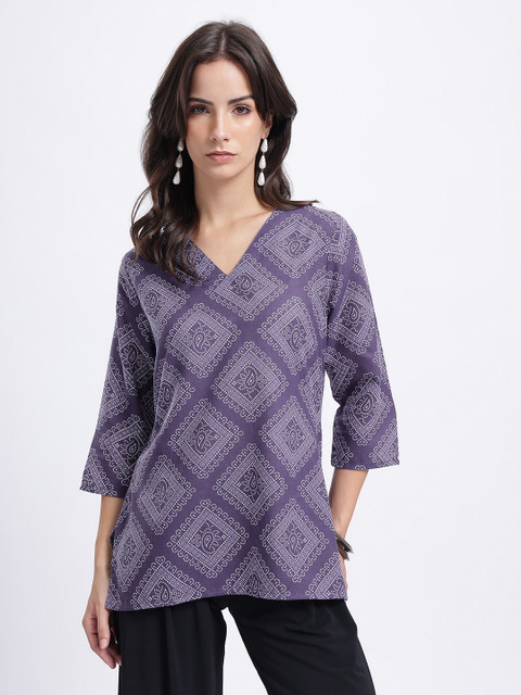 Anouk Rustic Bandhani Print Short Kurti - Image 2