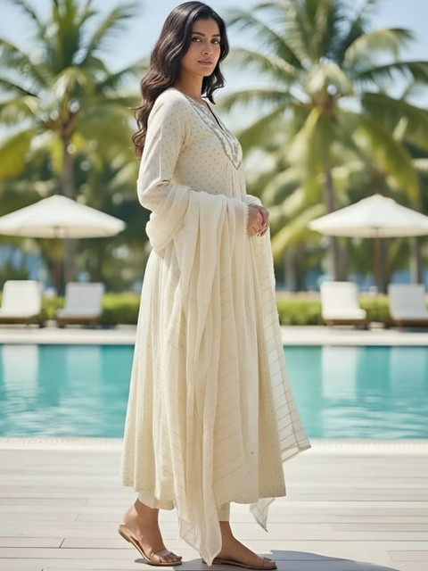 DSK STUDIO Women Ethnic Motifs Printed Empire Kurta with Trousers & With Dupatta - Image 2