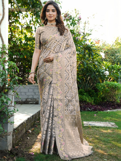 ELITE WEAVES Woven Design Zari Organza Patola Saree
