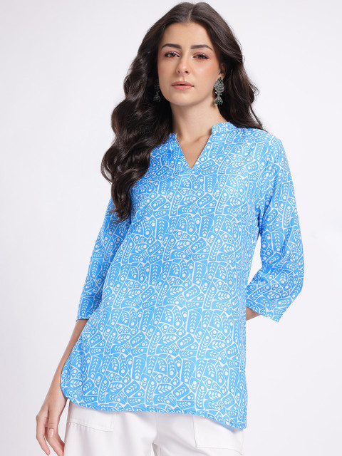 Anouk Rustic Printed Curved Hem Kurti