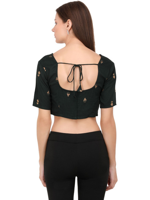 UNFAKENOW Embellished Embroidered Cotton Crop Top - Image 2