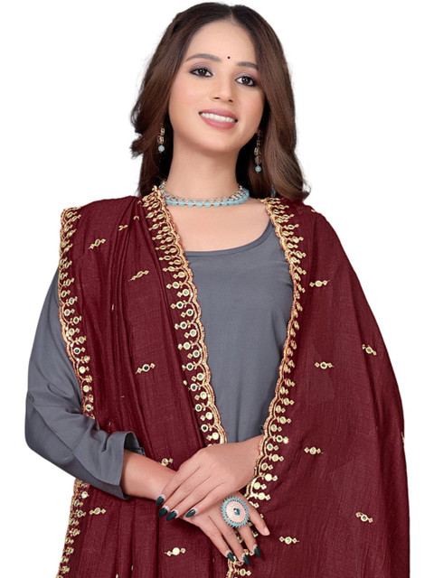 Kemza Embroidered Ikat Dupatta with Sequinned - Image 2