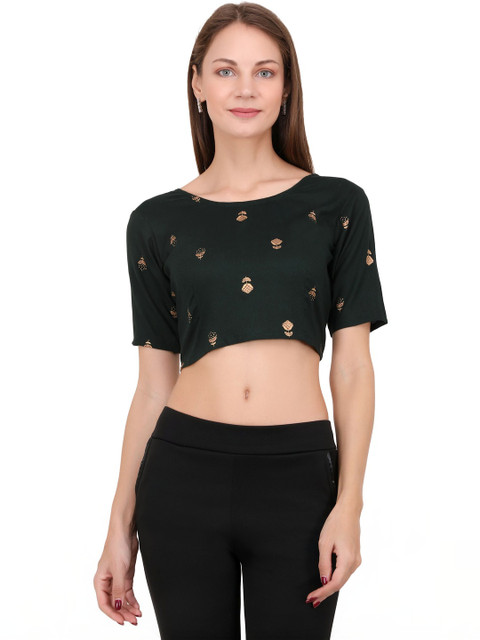 UNFAKENOW Embellished Embroidered Cotton Crop Top - Image 4