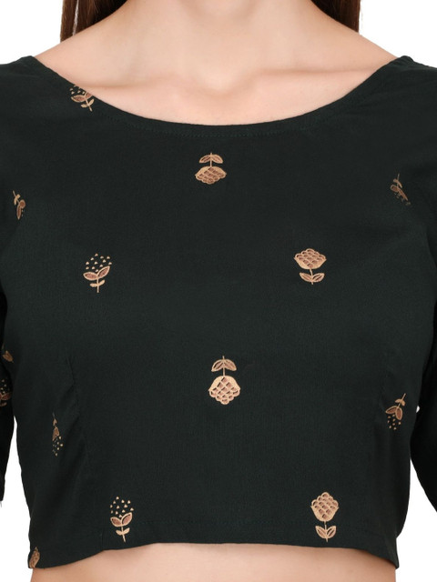 UNFAKENOW Embellished Embroidered Cotton Crop Top - Image 3