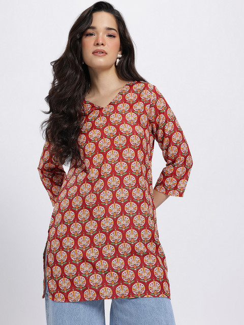 Anouk Rustic Ethnic Motifs Printed V-Neck Straight Kurti - Image 2
