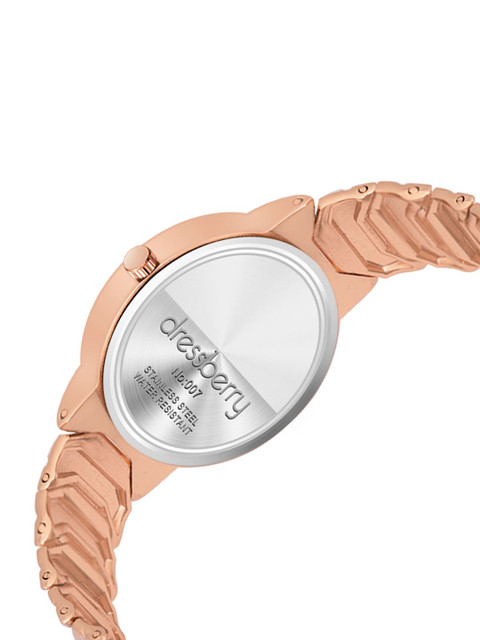 DressBerry Women Dial & Stainless Steel Bracelet Style Straps Analogue Watch HOBDB-007-BR - Image 6