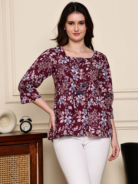 Merira Floral Print Cotton Top