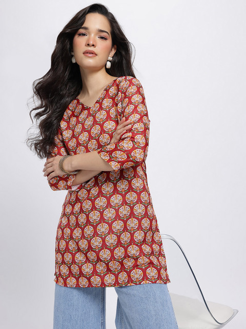 Anouk Rustic Ethnic Motifs Printed V-Neck Straight Kurti