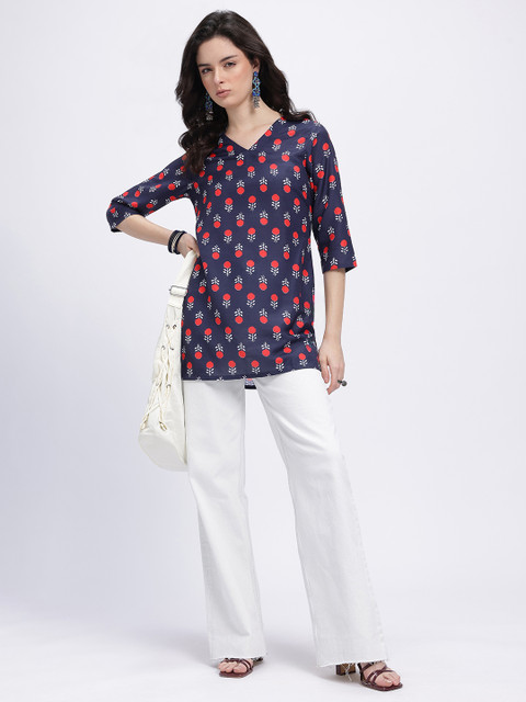 Anouk Rustic Floral Printed V-Neck Kurti - Image 6