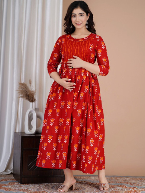 Raghav Silk Studio Women Floral Printed Maternity Kurta