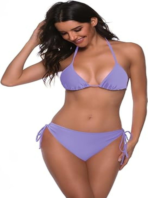 SARTHAKHUB Women Solid Nylon Swim Bikini Set