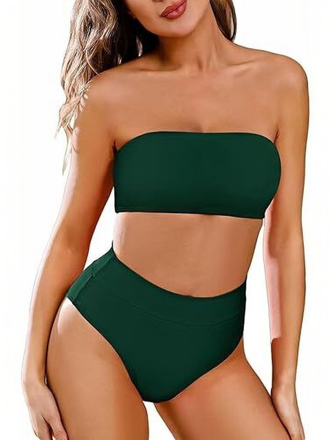 SARTHAKHUB Women Solid Nylon Swim Bikini Set