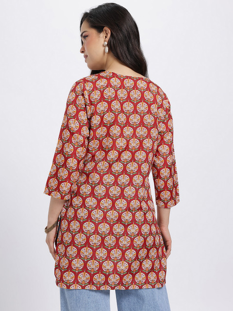 Anouk Rustic Ethnic Motifs Printed V-Neck Straight Kurti - Image 5