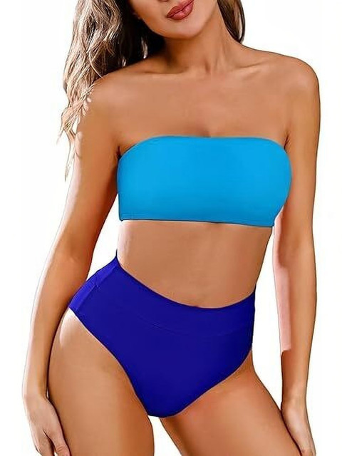 GEETARTS Women Colourblocked Nylon Swim Bikini Set