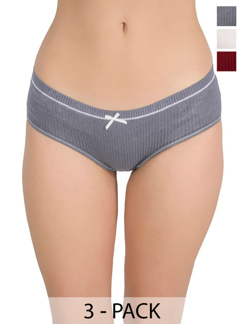 Moda Rapido Pack of 3 Self Design Low-Rise Hipster Briefs