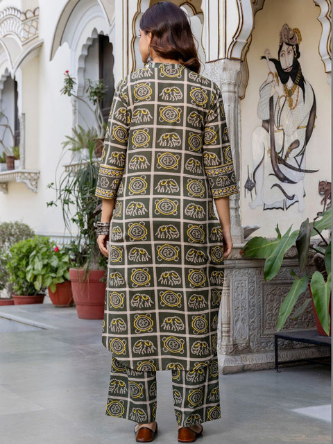 Indo Era Printed Mandarin Collar Top & Trousers Co-Ords - Image 3