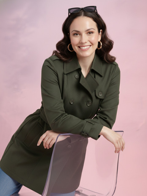 DressBerry Double-Breasted Belted Trench Coat