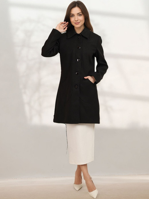 The Roadster Lifestyle Co Spread Collar Single Breasted Longline Overcoat - Image 5