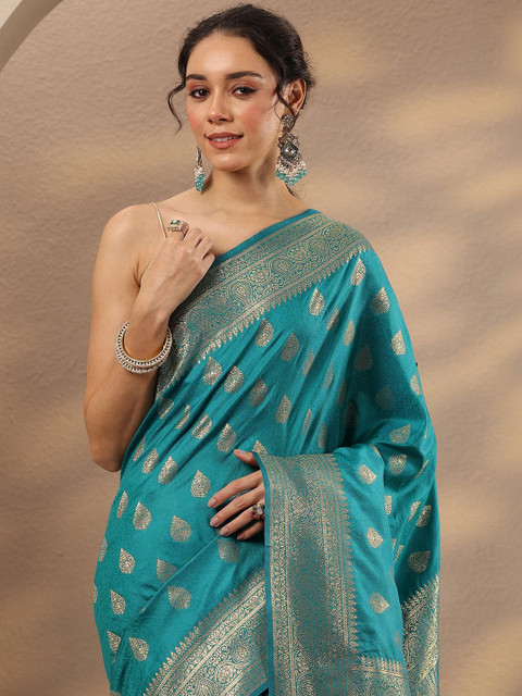 Libas Woven Design Zari Silk Blend Saree - Image 7