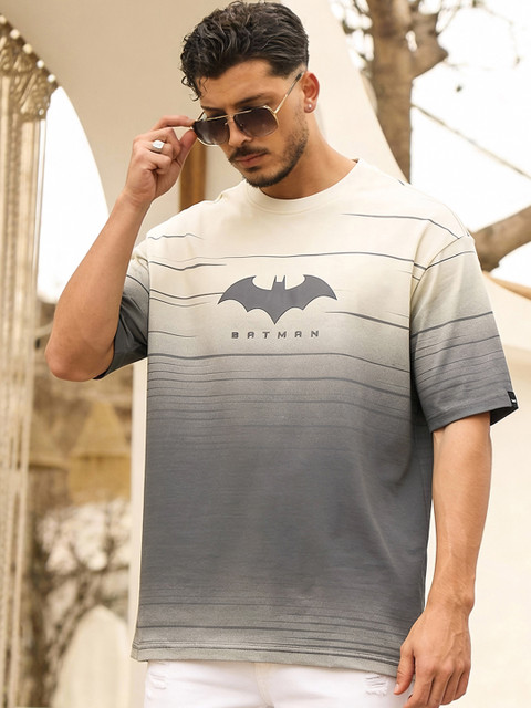 Bewakoof Batman Printed Drop-Shoulder Sleeves Oversized Cotton T-shirt