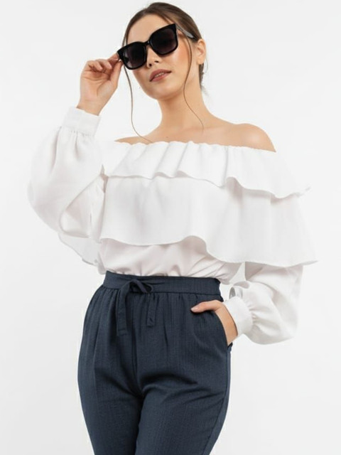 HIGH BUY Off-Shoulder Ruffles Top