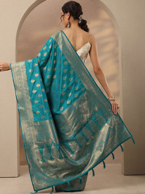 Libas Woven Design Zari Silk Blend Saree - Image 5