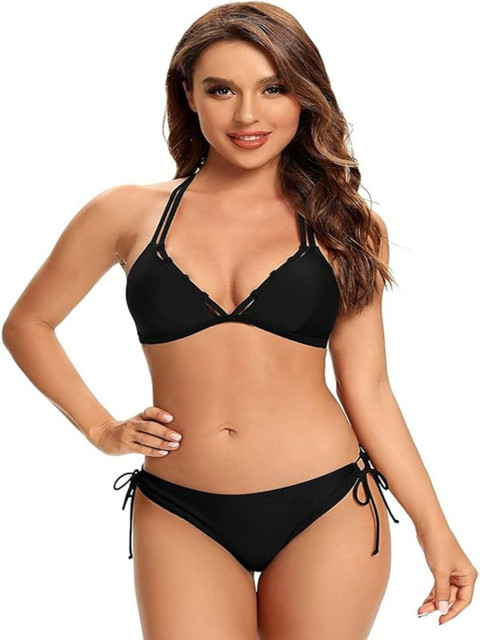 MSKOLIEM Halter Neck Stretchable Swim Bikini Set