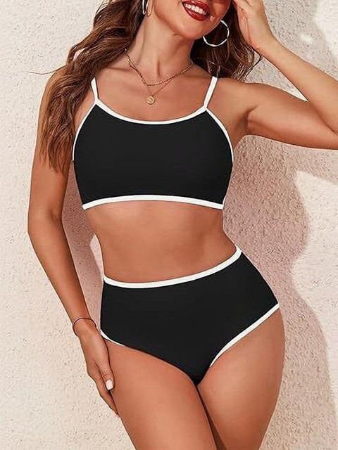 2 PC COLLECTION Shoulder Straps Neck Stretchable Swim Bikini Set