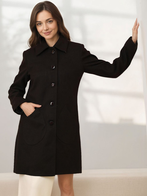 The Roadster Lifestyle Co Spread Collar Single Breasted Longline Overcoat