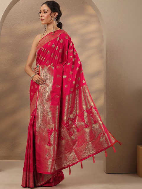 Libas Ethnic Motifs Zari Silk Blend Heavy Work Saree