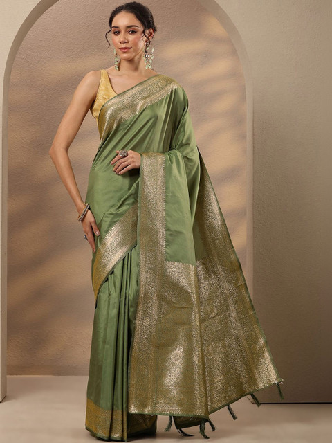 Libas Woven Design Zari Silk Blend Heavy Work Saree