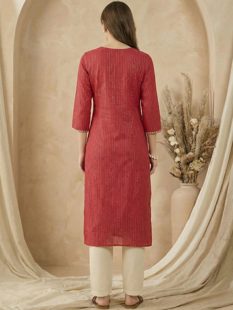 Indo Era Women Floral Embroidered Thread Work Kurta - Image 3