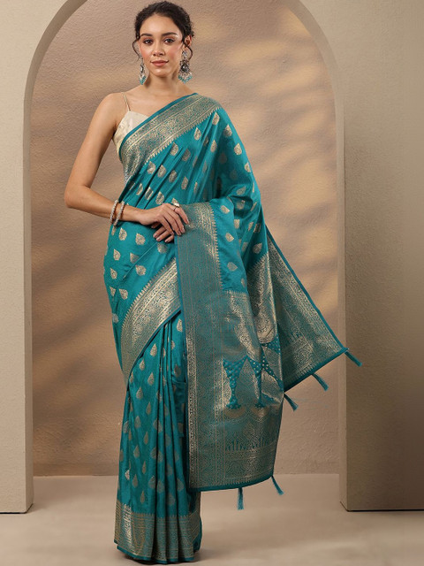 Libas Woven Design Zari Silk Blend Saree - Image 6