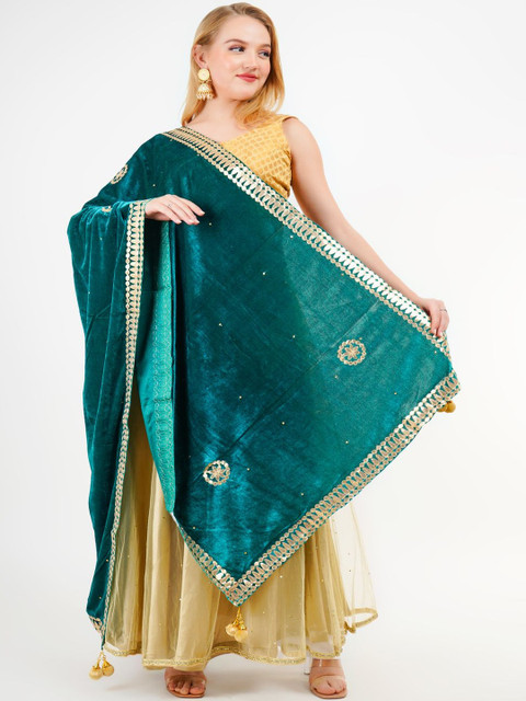 Karthav Fashion Embroidered Velvet Dupatta