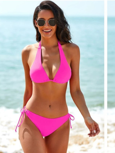 IKNAA Halter Neck Stretchable Swim Bikini Set