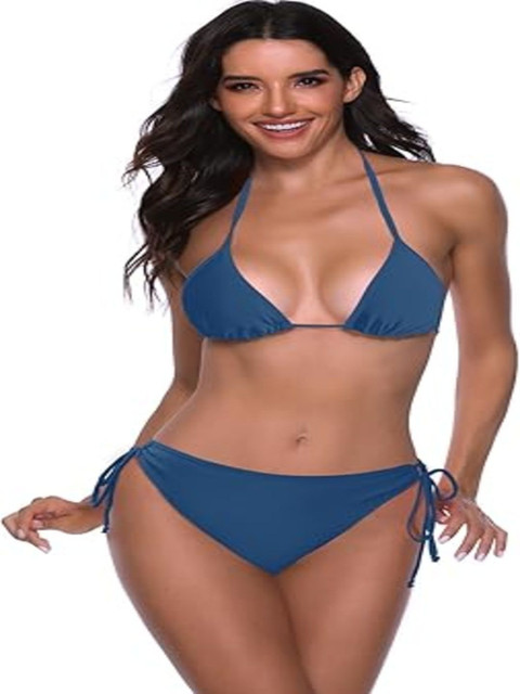 JO JO CREATION Halter Neck Stretchable Swim Bikini Set