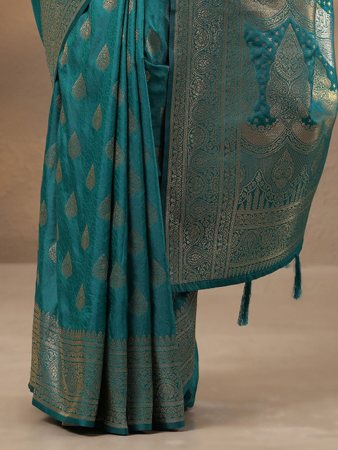Libas Woven Design Zari Silk Blend Saree - Image 4