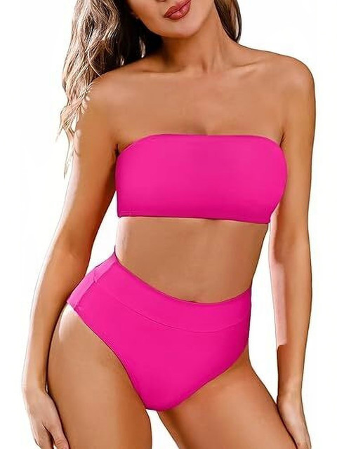 HIMAKSH COLLECTION Solid Strapless Swim Bikini Set