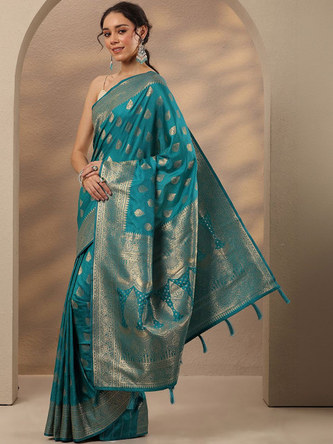 Libas Woven Design Zari Silk Blend Saree