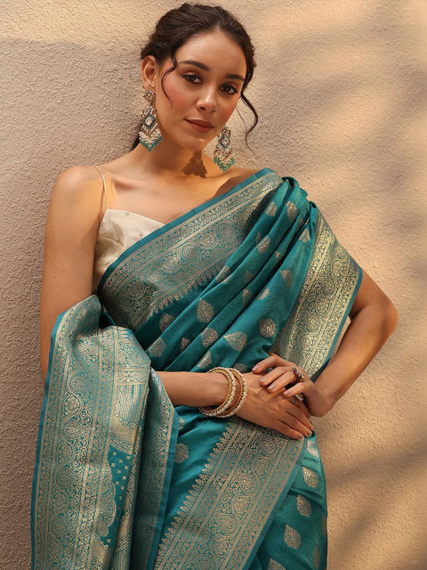 Libas Woven Design Zari Silk Blend Saree - Image 3