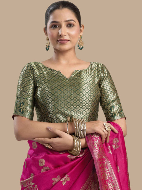 PHEASANT Woven Design Zari Silk Blend Banarasi Saree - Image 4